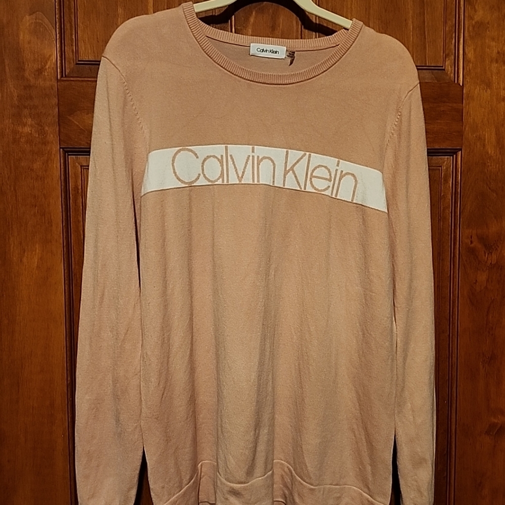 Calvin Klein Woman's Size L soft logo block designer knit sweater